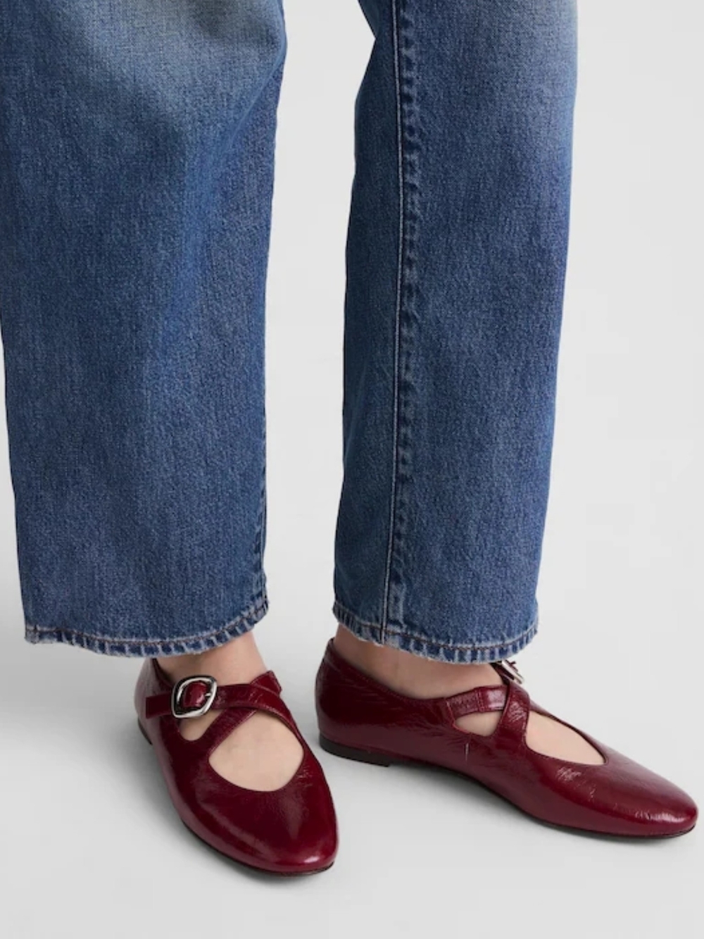 New! Madewell The Remy Crisscross Mary Jane Flat in Leather Cabernet 7